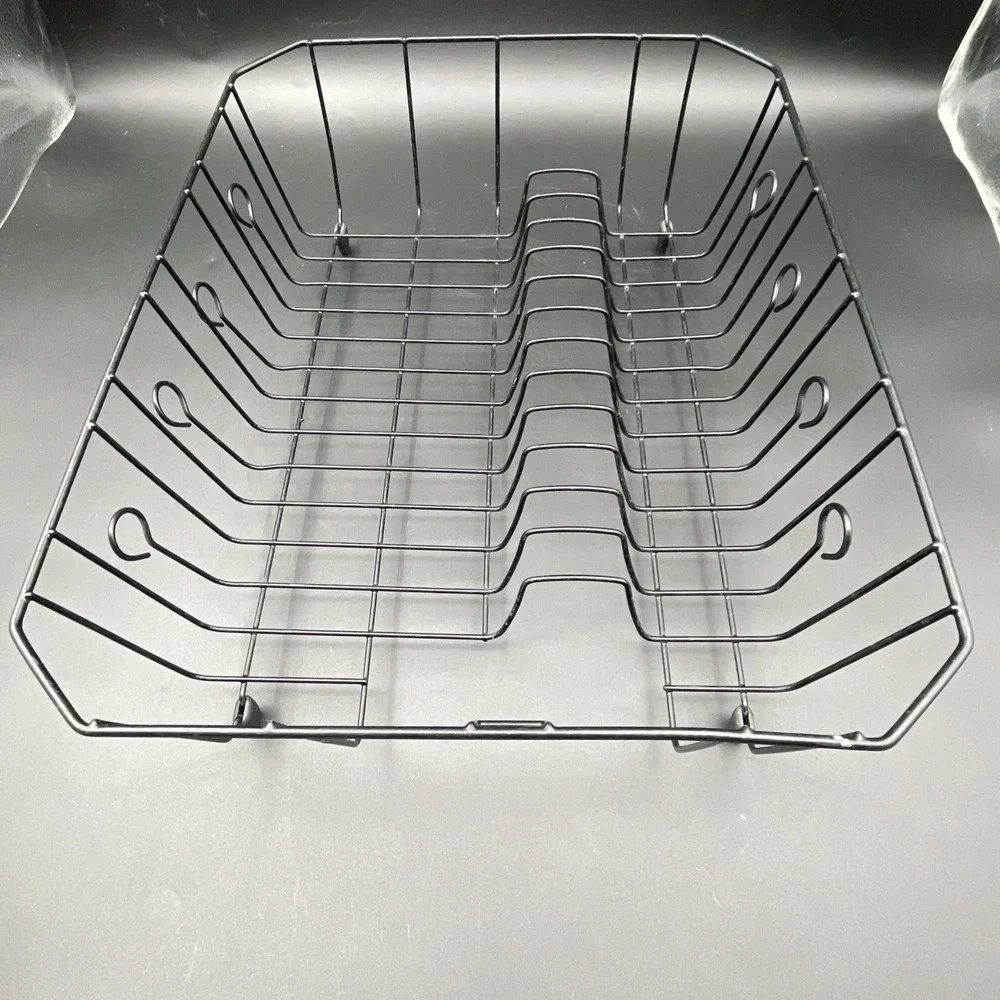VTG Rubbermaid COATED WIRE DISH DRAINER Drying Rack Black No Utensil Cup
